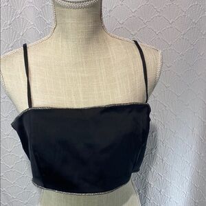 NWT Rachel Zoe size 12 Black Camisole Top satiny feel bling adjustable club‎